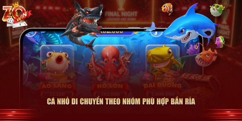 Cá nhỏ di chuyển theo nhóm phù hợp bắn rỉa