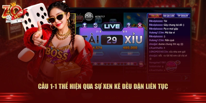Dấu Hiệu Nhận Biết Cầu Bệt, Cầu 1-1 Trong Tài Xỉu 3 Cầu 1-1 thể hiện qua sự xen kẽ đều đặn liên tục