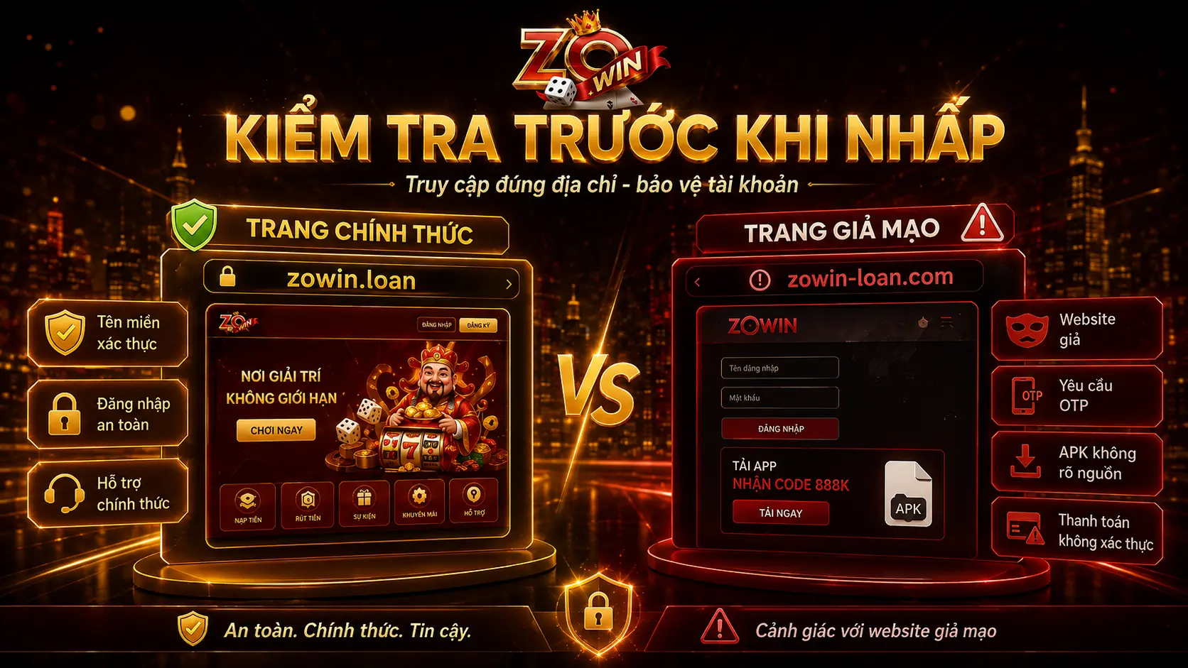 Zowin 8 Cách truy cập ZOWIN an toàn và tránh website giả mạo