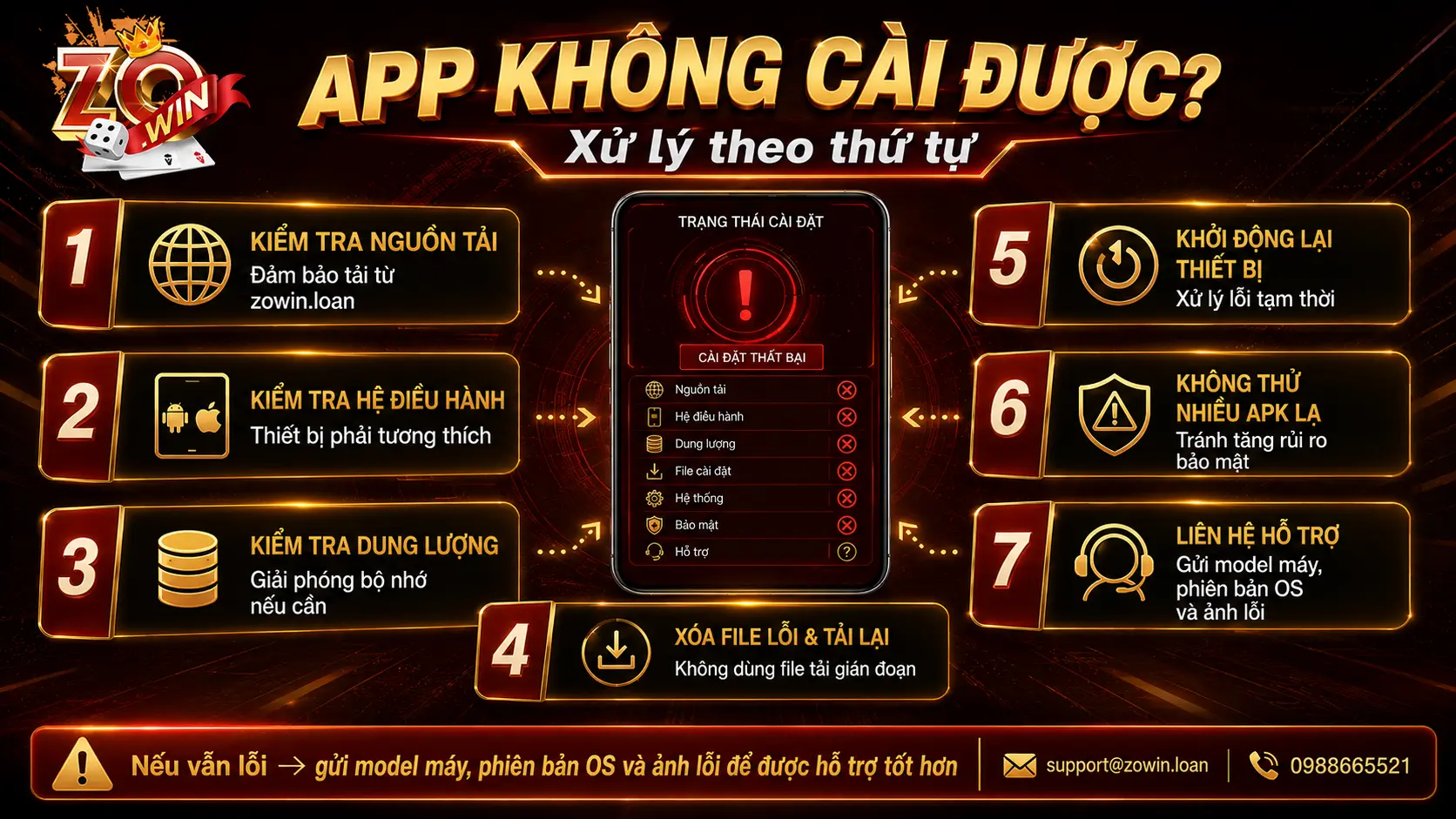 Cách xử lý khi ZOWIN không cài được