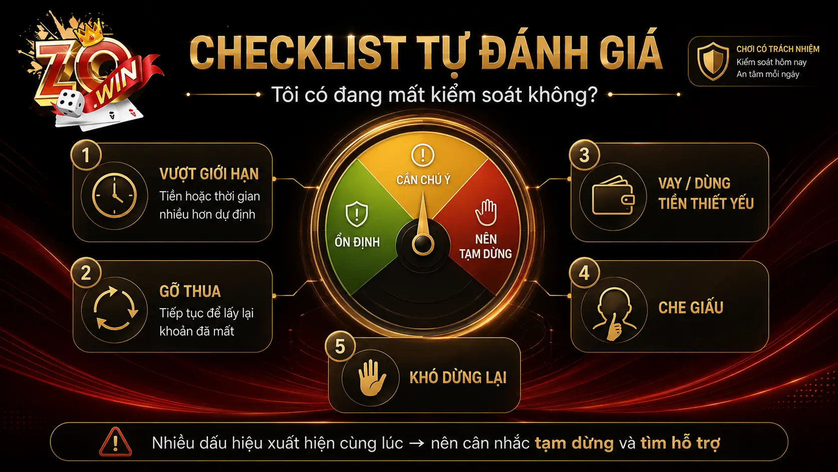 Trách Nhiệm Cá Cược Zowin 3 Checklist tự đánh giá Tôi có đang mất kiểm soát không