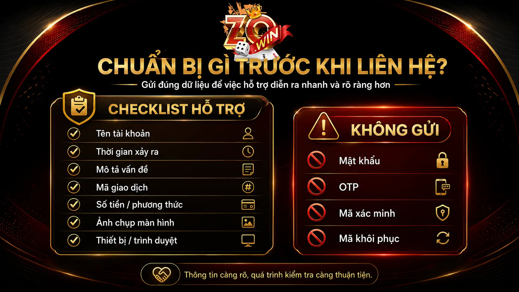 Chuẩn bị gì trước khi liên hệ CSKH ZOWIN