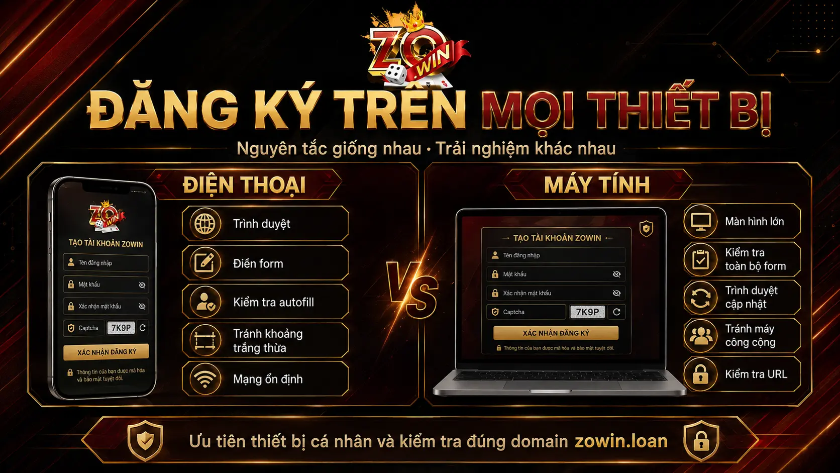 Đăng ký ZOWIN trên điện thoại