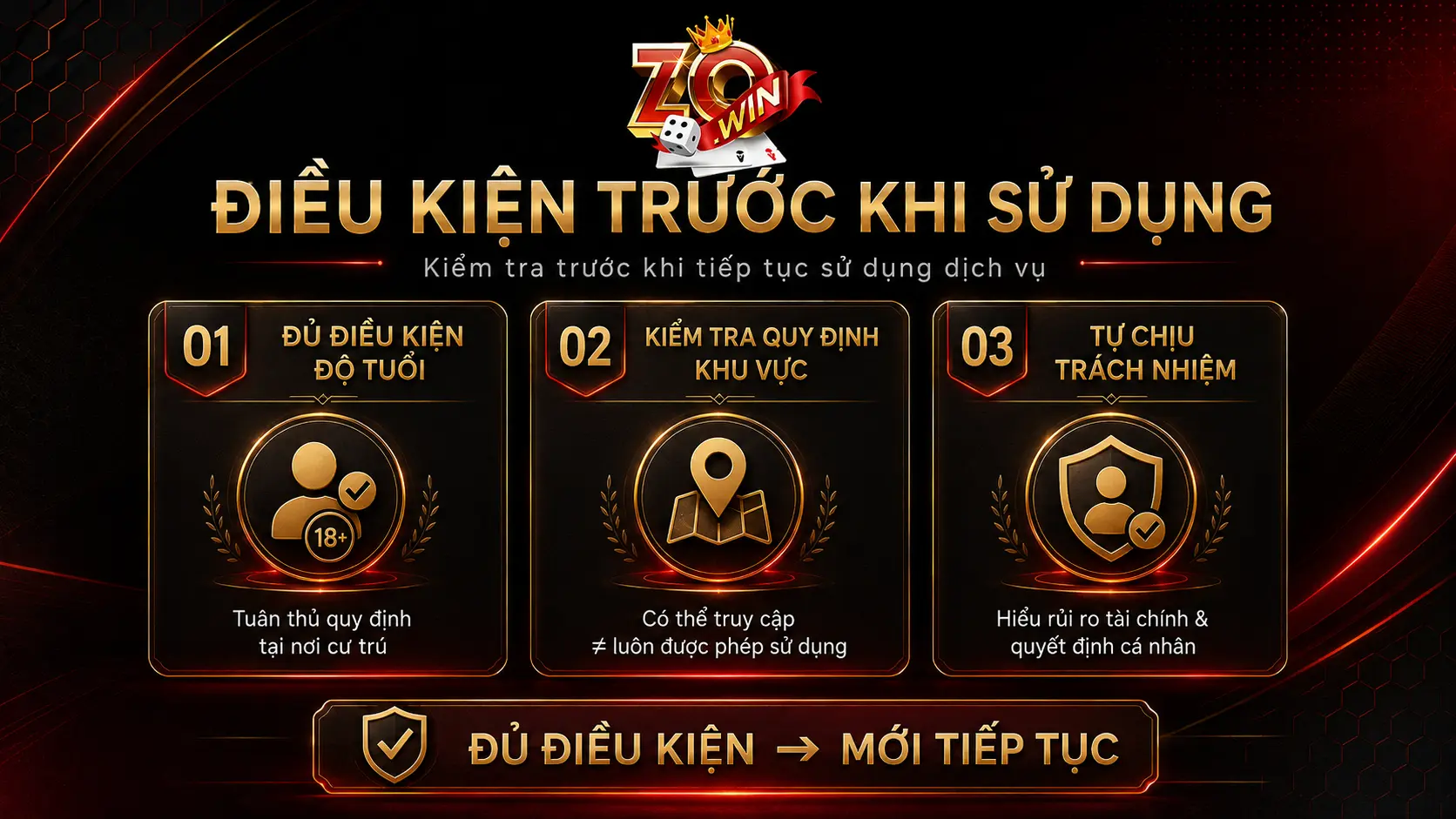 Điều kiện để sử dụng ZOWIN