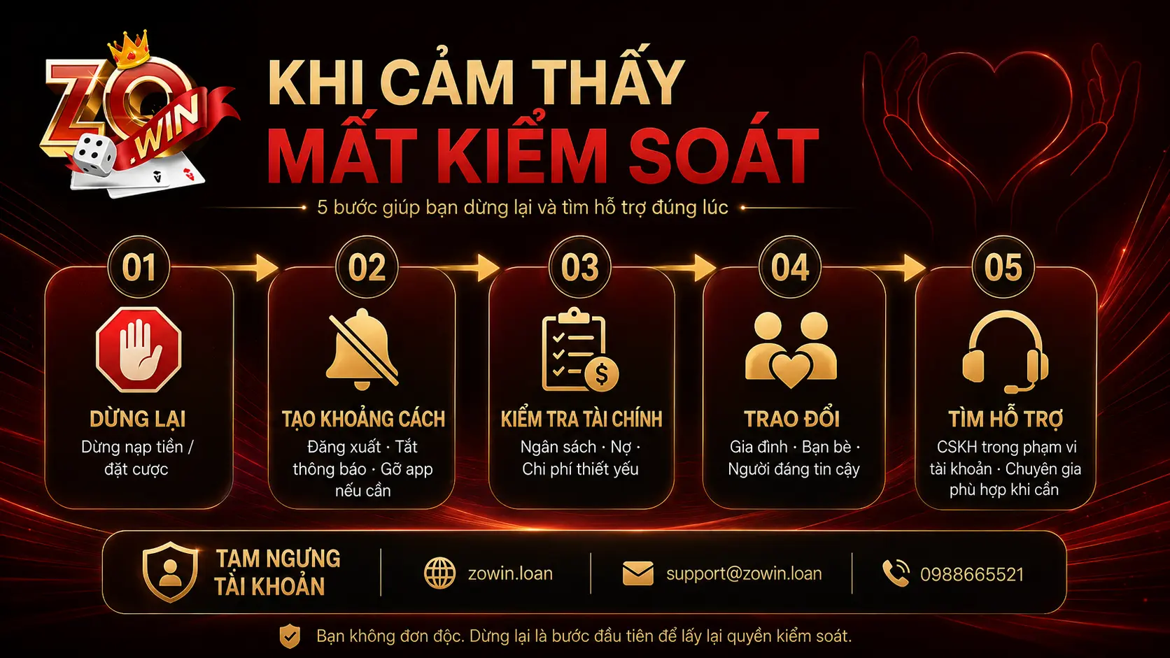 Trách Nhiệm Cá Cược Zowin 5 Làm gì khi cảm thấy mình đang mất kiểm soát