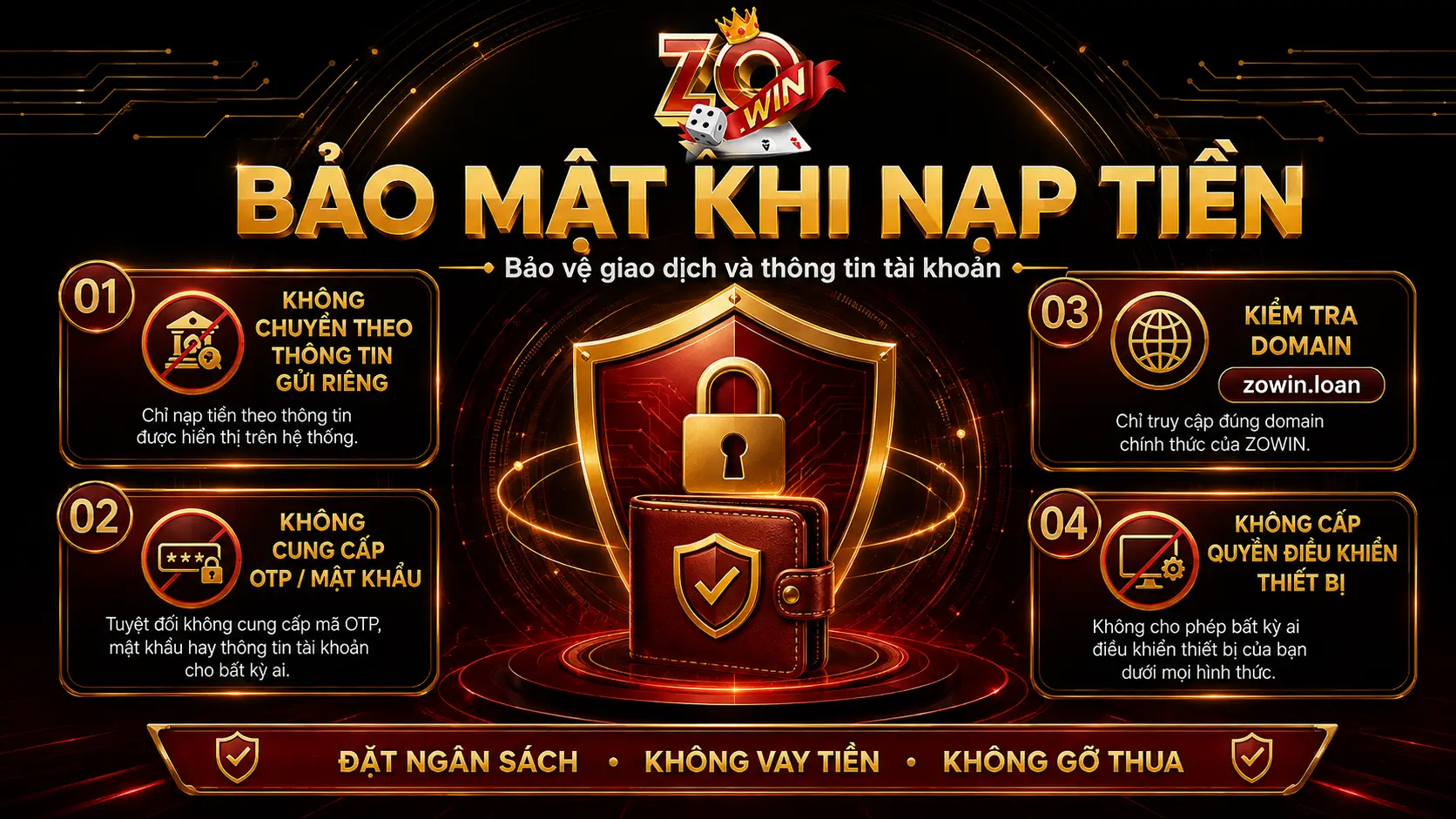 Nguyên tắc bảo mật khi nạp tiền ZOWIN