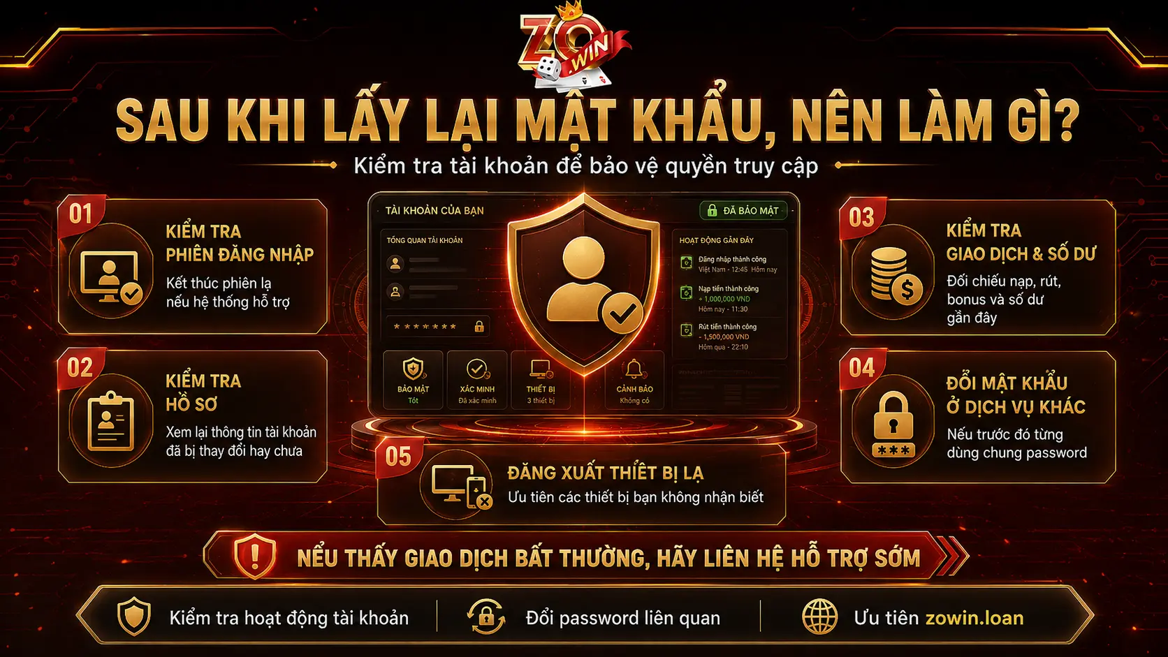 Sau khi lấy lại mật khẩu ZOWIN nên làm gì