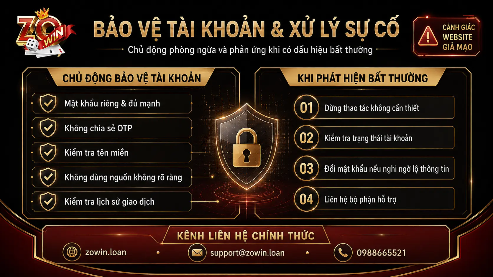 chính sách bảo mật Zowin 5 Trách nhiệm bảo mật của người dùng