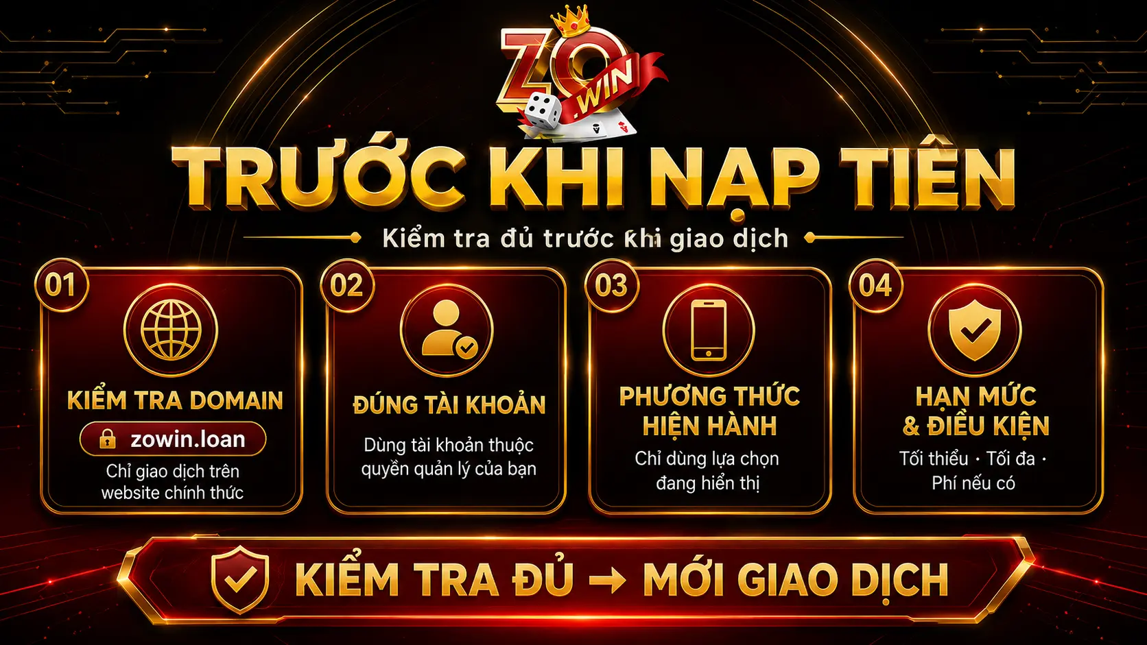 Trước khi nạp tiền ZOWIN cần kiểm tra gì